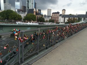 Frankfurt's Eiserner Steg or Iron Bridge - complete with lovers' padlocks 