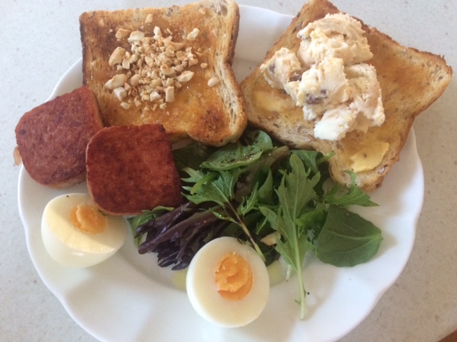 Spot  the  toast topped with ice cream!